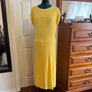 Amazon Sunny Yellow Textured Midi Dress